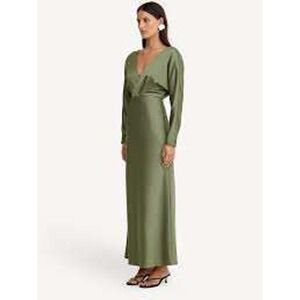 Significant Other NEW Womens Sage Glam Elegant Draped Deep V Neck Maxi Dress